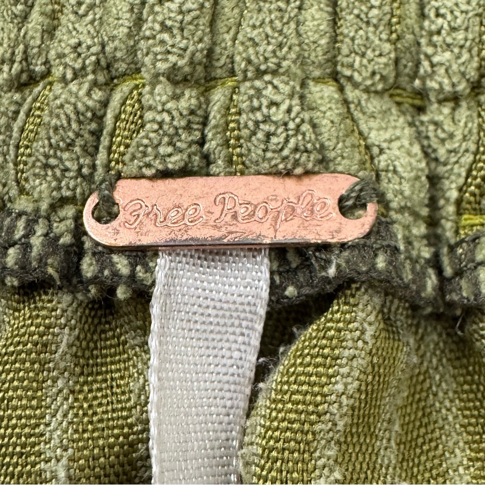 Free People Raquel Cord Top Blouse Womens S Olive Square Neck Boho Soft Girl - Picture 11 of 13